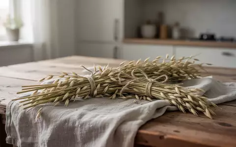 Ein Bündel roher Haferähren auf einem rustikalen Holztisch in einem hellen, minimalistischen Raum. - Foto: über boerse-global.de