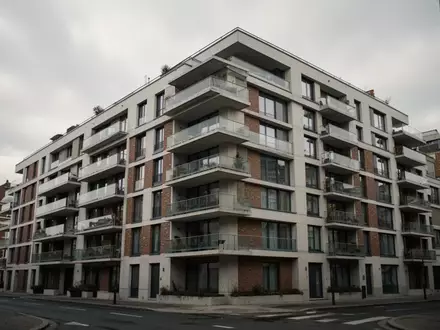 Ein modernes, mehrstöckiges Wohngebäude mit Balkonen vor einem bewölkten Himmel. - Foto: über boerse-global.de