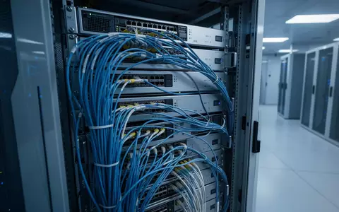 Ein steriler, modern beleuchteter Serverraum mit geordneten Kabeln und Server-Hardware in einer minimalistischen Umgebung. - Foto: über boerse-global.de