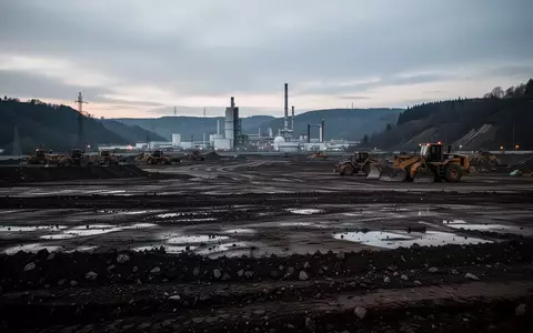 Eine weitläufige, ungenutzte Baustelle mit aufgewühltem Erdboden vor einer industriellen Kulisse. - Foto: über boerse-global.de