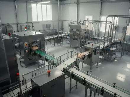 Ein steriler industrieller Lebensmittelverarbeitungsbetrieb mit Edelstahlmaschinen in einer sauberen Produktionsumgebung. - Foto: über boerse-global.de