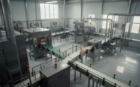 Ein steriler industrieller Lebensmittelverarbeitungsbetrieb mit Edelstahlmaschinen in einer sauberen Produktionsumgebung. - Foto: ĂĽber boerse-global.de