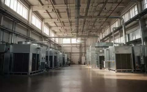 Große, industrielle Halle mit massiven Kühlsystemen und elektrischen Leitungen unter einer hohen Decke in Memphis. - Foto: über boerse-global.de