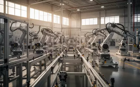 Ein modernes, helles Fertigungswerk für Elektrofahrzeuge mit präzisen Industriemaschinen und poliertem Betonboden. - Foto: über boerse-global.de