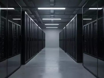 Ein moderner, minimalistischer Serverraum mit dunklen Geräteracks in einer kühlen, professionellen Umgebung. - Foto: über boerse-global.de