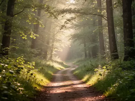 Ein sonnendurchfluteter Waldweg in einer grünen Landschaft, der zu Bewegung und Erholung einlädt. - Foto: über boerse-global.de