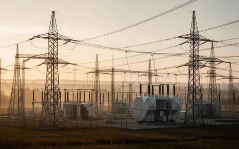 Moderne Hochspannungs-Umspannanlage in einer weiten Landschaft bei Sonnenuntergang als Symbol für Infrastrukturinvestitionen. - Foto: über boerse-global.de