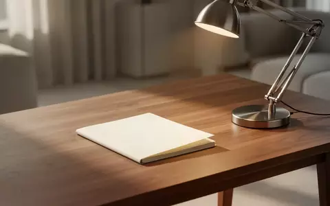 Ein minimalistischer, heller Arbeitsplatz mit einem leeren Notizbuch auf einem Holztisch in einem sonnendurchfluteten Raum. - Foto: über boerse-global.de