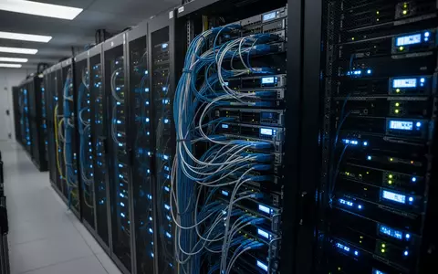Modernes Rechenzentrum mit leuchtenden Server-Racks und Glasfaserkabeln in einer professionellen IT-Umgebung. - Foto: über boerse-global.de
