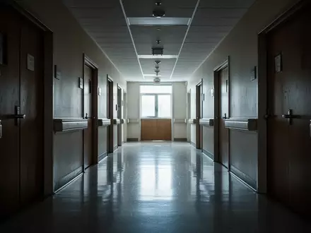 Ein leerer, ruhig wirkender Klinikflur mit geschlossenen Türen und einfallendem Tageslicht. - Foto: über boerse-global.de