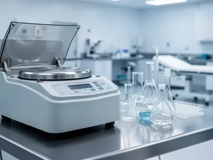 Laborumgebung mit klinischen Analysegeräten und Glasbehältern in steriler, heller Atmosphäre. - Foto: über boerse-global.de