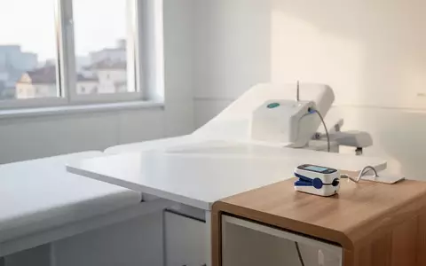 Ein minimalistischer Behandlungsraum in einer Klinik mit medizinischen Messgeräten in natürlichem Licht. - Foto: über boerse-global.de