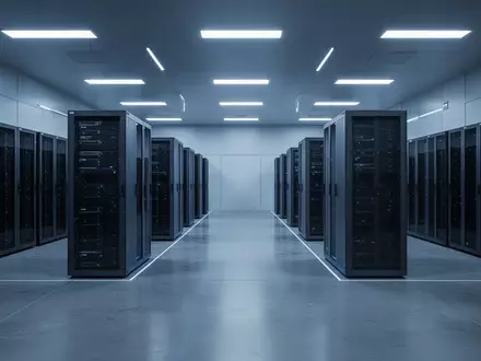 Ein minimalistisches, steriles Forschungslabor mit dunklen Serverracks in einer kühlen, bläulichen Beleuchtung. - Foto: über boerse-global.de