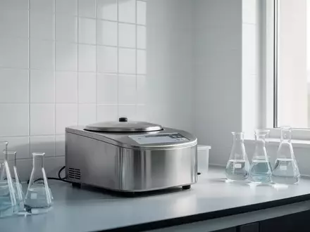 Ein modernes, minimalistisches Labor mit Glasbechern und wissenschaftlichen Geräten in einer sterilen, hellen Umgebung. - Foto: über boerse-global.de
