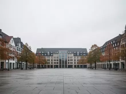 Ein leerer, gepflasterter Stadtplatz vor einer Kulisse aus traditionellen Gebäuden an einem bewölkten Tag. - Foto: über boerse-global.de