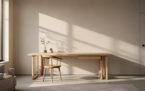 Ein minimalistisch eingerichteter, heller Raum mit einem Holztisch und sanftem Lichteinfall. - Foto: über boerse-global.de