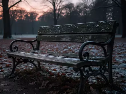 Eine leere Parkbank in herbstlicher, dämmriger Umgebung symbolisiert Einsamkeit und psychische Belastung. - Foto: über boerse-global.de