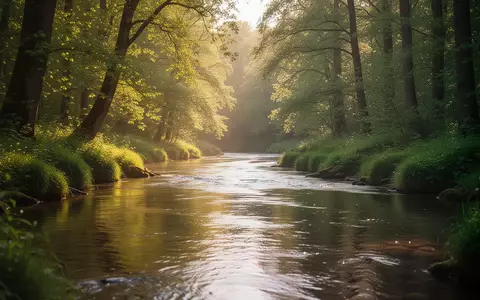 Eine ruhige Flusslandschaft im Wald, die eine beruhigende Atmosphäre vermittelt. - Foto: über boerse-global.de