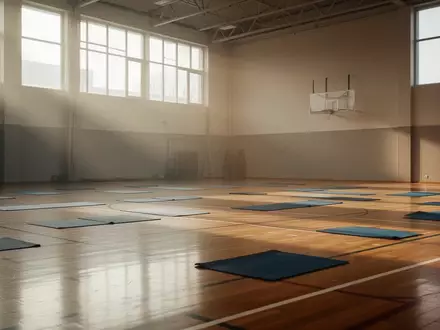 Ein heller, minimalistischer Sportraum mit poliertem Holzboden und ordentlich ausgelegten Gymnastikmatten bei Tageslicht. - Foto: über boerse-global.de