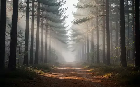 Ein ruhiger Waldweg im morgendlichen Nebel, der eine friedliche und sichere Umgebung symbolisiert. - Foto: über boerse-global.de
