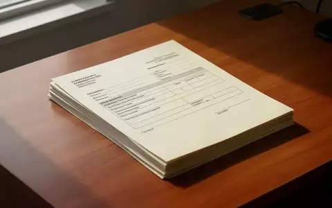 Ein Stapel leerer behördlicher Formulare auf einem Holztisch bei natürlichem Tageslicht. - Foto: über boerse-global.de