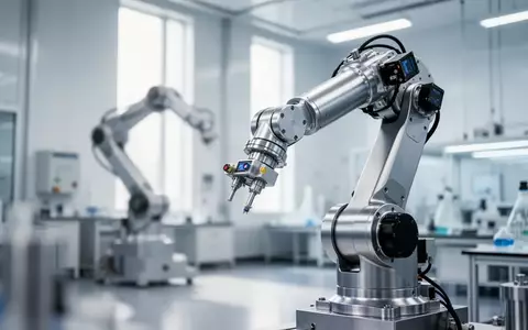 Ein hochmodernes Forschungslabor mit mechanischen Roboterarmen und präziser Industrietechnik in einer hellen Umgebung. - Foto: über boerse-global.de
