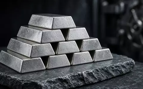 Stapel von Silberbarren auf einer dunklen Schieferplatte in einem Tresorraum. - Foto: über boerse-global.de