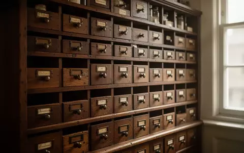 Eine traditionelle Apothekenwand aus dunklem Holz mit zahlreichen leeren Schubladen in natürlichem Licht. - Foto: über boerse-global.de