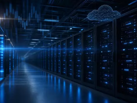 Modernes Rechenzentrum mit leuchtenden Server-Racks als Symbol für die Cloud-Computing-Branche. - Foto: über boerse-global.de