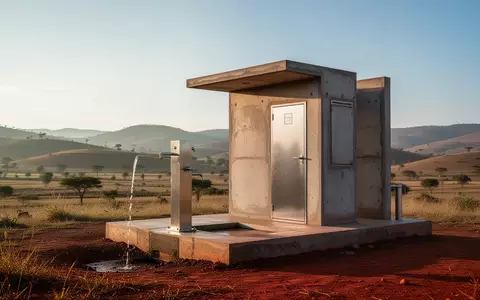 Eine moderne Wasserpumpstation in einer ländlichen Umgebung unter einem weiten, klaren Himmel. - Foto: über boerse-global.de