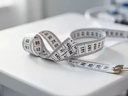Ein flexibles Maßband liegt auf einer sauberen, weißen medizinischen Untersuchungsfläche. - Foto: über boerse-global.de