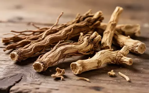 Getrocknete traditionelle chinesische Heilkräuter und Wurzeln auf einer rustikalen Holzoberfläche. - Foto: über boerse-global.de