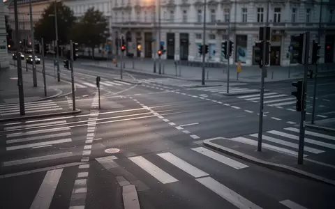 Eine leere Straßenkreuzung in Wien mit modernem Fußgängerüberweg bei Dämmerung. - Foto: über boerse-global.de