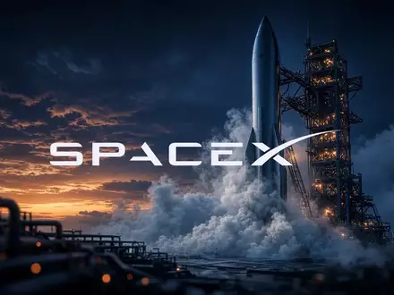 Eine futuristische Rakete auf einer Startrampe bei Dämmerung, die den Fortschritt in der Raumfahrt symbolisiert. - Foto: über boerse-global.de