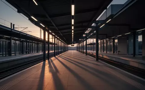 Ein leerer, moderner Bahnsteig mit klaren architektonischen Linien aus Stahl und Beton in der Abenddämmerung. - Foto: über boerse-global.de