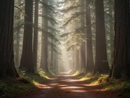 Ein friedlicher Waldweg im Morgenlicht, der Ruhe und Bewegung in der Natur symbolisiert. - Foto: über boerse-global.de