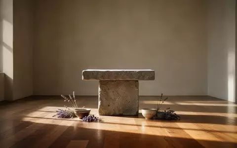 Ein minimalistisch gestalteter, lichtdurchfluteter Raum mit einem schlichten Stein-Altar, der eine ruhige und kontemplative Atmosphäre ausstrahlt. - Foto: über boerse-global.de