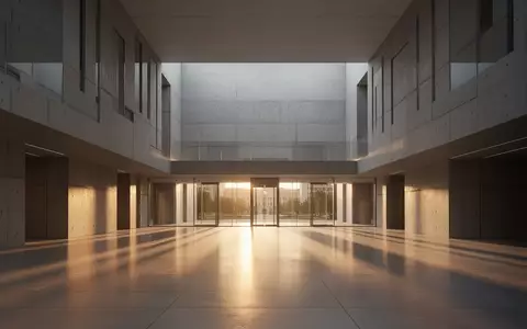 Ein minimalistisches, architektonisches Interieur eines Verwaltungsgebäudes mit klaren Linien und weichem Lichteinfall. - Foto: über boerse-global.de