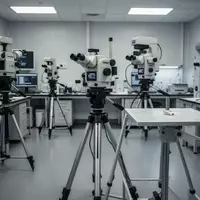 Ein hochmodernes, steriles Labor für forensische Technik mit präzisen Laserscannern auf Stativen in einem hellen Raum. - Foto: über boerse-global.de