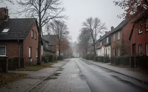 Eine ruhige, menschenleere Wohnstraße in einer deutschen Kleinstadt unter einem bewölkten Himmel. - Foto: über boerse-global.de