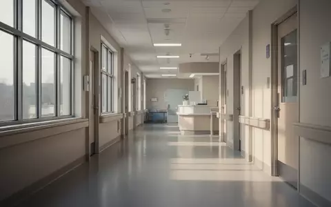 Ein heller, leerer Krankenhausflur mit großen Fenstern und modernem, sterilem Interieur. - Foto: über boerse-global.de