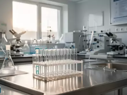 Ein modernes, helles Labor mit medizinischen Forschungsgeräten und Glasbehältern in einer sauberen, professionellen Umgebung. - Foto: über boerse-global.de