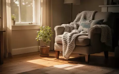 Ein sonnendurchflutetes, gemütliches Wohnzimmer mit einem Sessel und einer Decke, das ein stabiles und warmes Zuhause symbolisiert. - Foto: über boerse-global.de