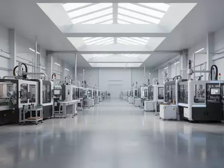 Eine moderne, automatisierte Produktionsanlage in einer hellen, weitläufigen Halle symbolisiert technologisches Wachstum. - Foto: über boerse-global.de