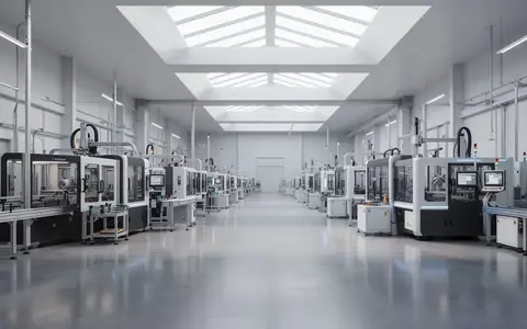 Eine moderne, automatisierte Produktionsanlage in einer hellen, weitläufigen Halle symbolisiert technologisches Wachstum. - Foto: über boerse-global.de