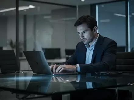 Ein professioneller Arbeitsplatz in einem dezent beleuchteten Büro, der eine neutrale und fokussierte Atmosphäre vermittelt. - Foto: über boerse-global.de