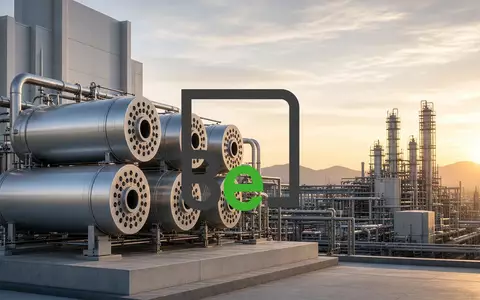 Moderne Energieinfrastruktur mit Wasserstoff-Brennstoffzellen in einer sauberen Industrieumgebung bei Sonnenuntergang - Foto: über boerse-global.de