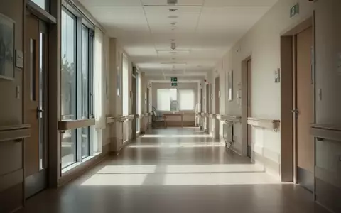 Ein heller, menschenleerer Flur in einer modernen Pflegeeinrichtung mit großen Fenstern und natürlichem Lichteinfall. - Foto: über boerse-global.de