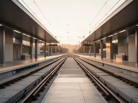 Eine leere, moderne Stadtbahnstation in der San Francisco Bay Area bei goldenem Licht. - Foto: über boerse-global.de