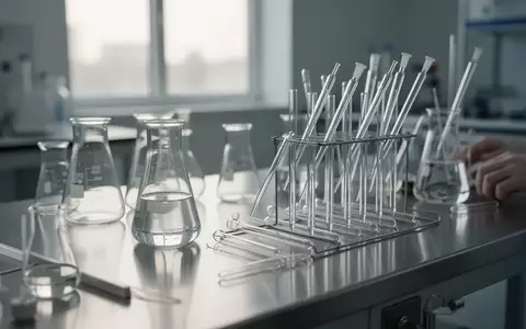 Laborausrüstung mit Glasbechern und Pipetten auf einem Edelstahltisch in einer sterilen Umgebung. - Foto: über boerse-global.de